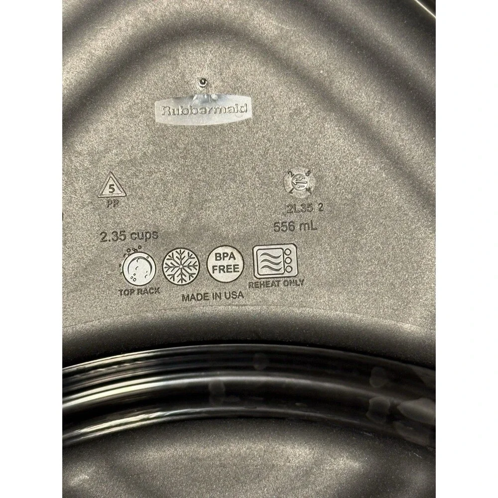 Rubbermaid 2.35 Cup Square Plastic Container Snap Lid BPA Free Black, 10 Pack